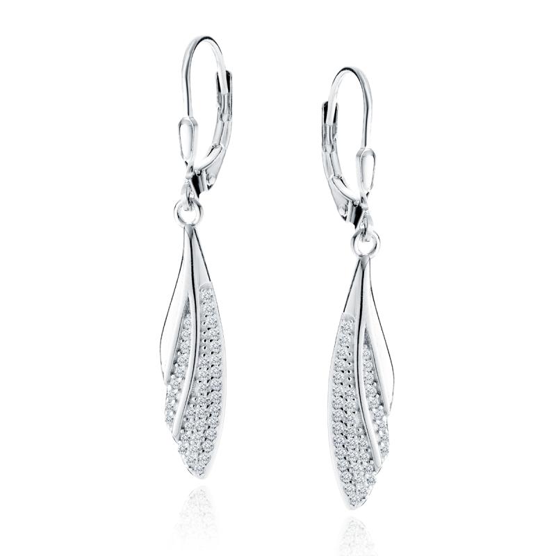 Cercei argint lungi cu pietre si tortite DiAmanti Z1955DR_W-DIA (Argint 925‰ 2,9 g.)